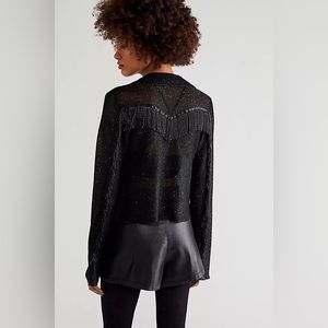 Free People Chrissy Blazer with Fringe Beads and Rhinestones NEW